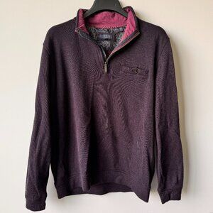 Ted Baker Long Sleeve ¼ Zip Sweater Eggplant/Deep Purple